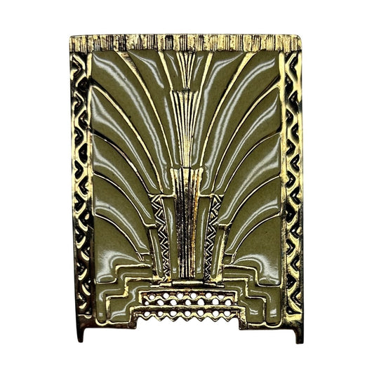 Vintage Art Deco 89 Pin Brooch B117 Radiator Cover Gold Enamel Rare