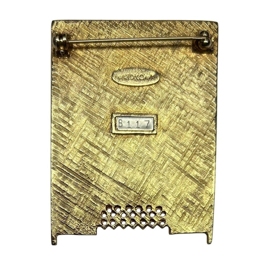 Vintage Art Deco 89 Pin Brooch B117 Radiator Cover Gold Enamel Rare