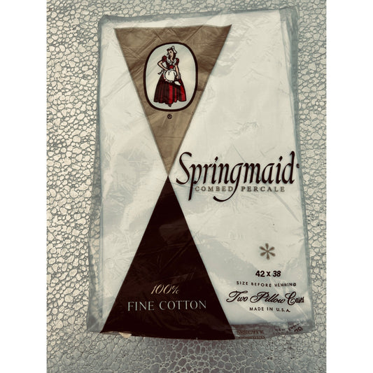 Vintage Springmaid Pillowcases Combed Percale 100% Cotton White NEW OLD Stock