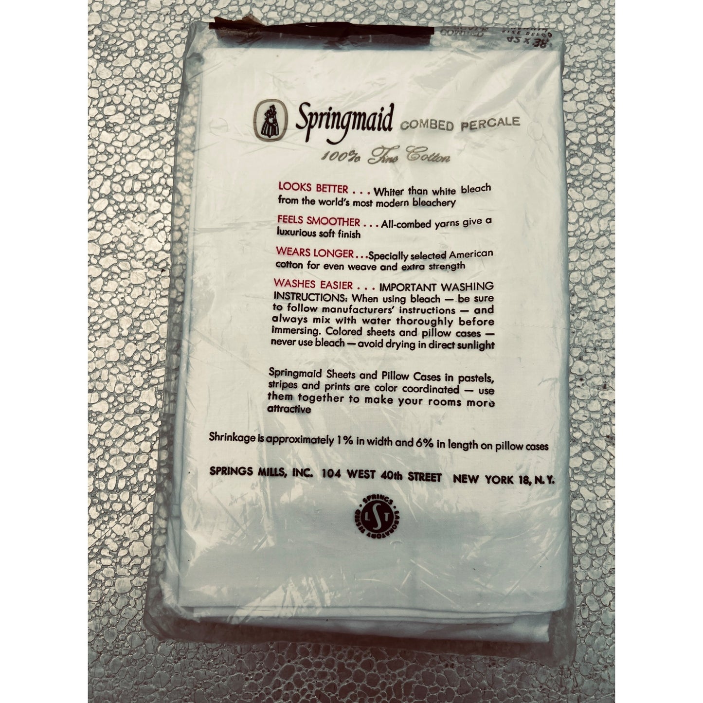 Vintage Springmaid Pillowcases Combed Percale 100% Cotton White NEW OLD Stock