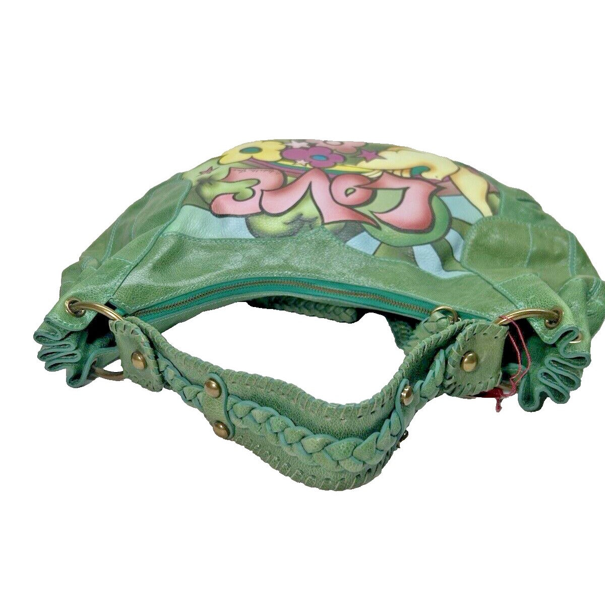 Vintage Isabella Fiore Summer of Love Angel Bag Green Large Hobo Purse NWT