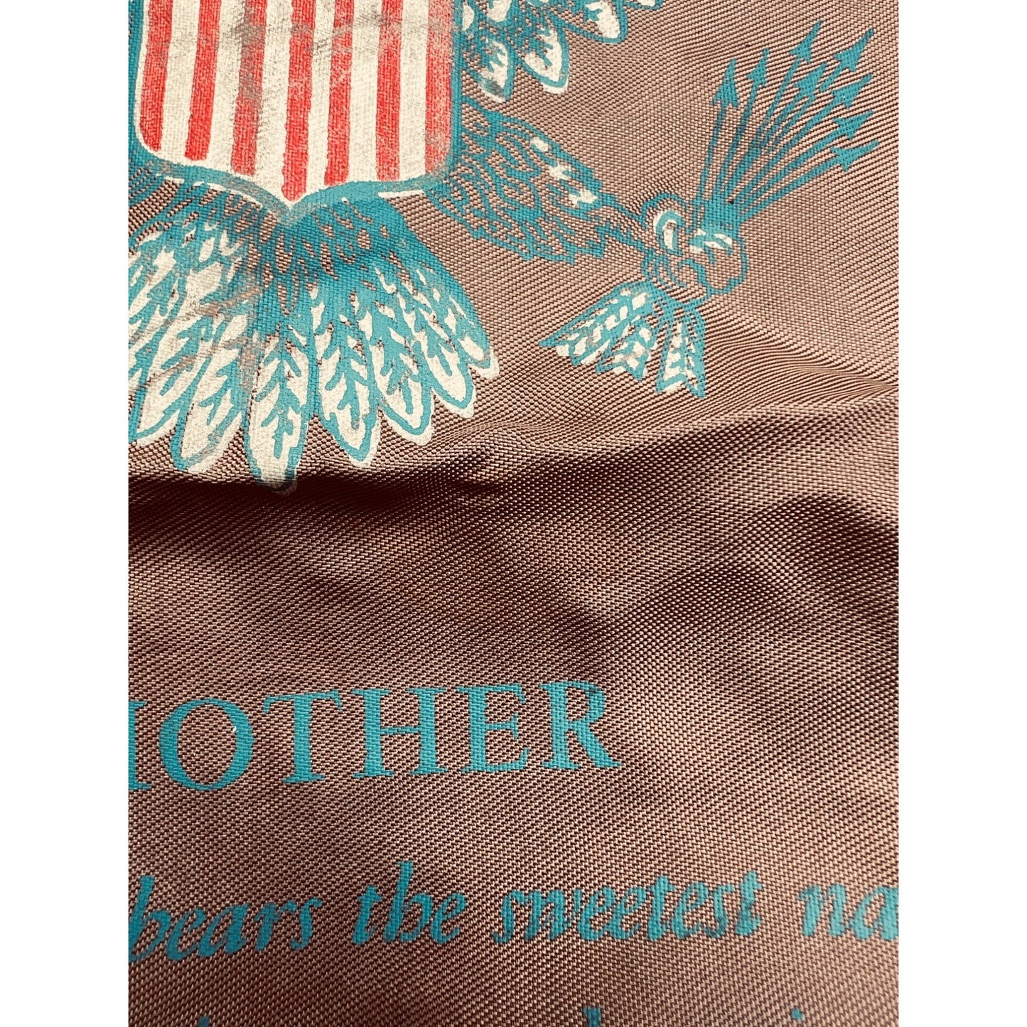 Vintage US Army Mother Pillow Cover Roses Poem Tan Fringe