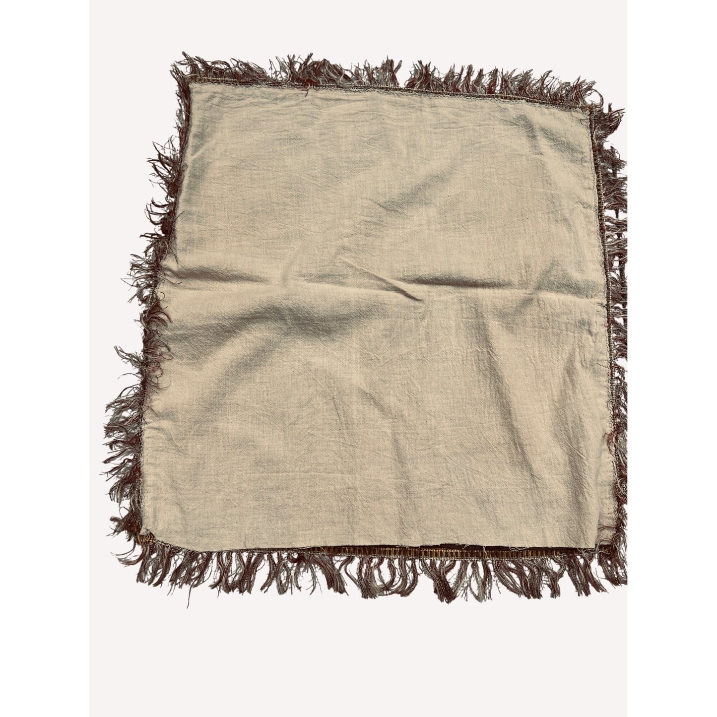 Vintage US Army Mother Pillow Cover Roses Poem Tan Fringe