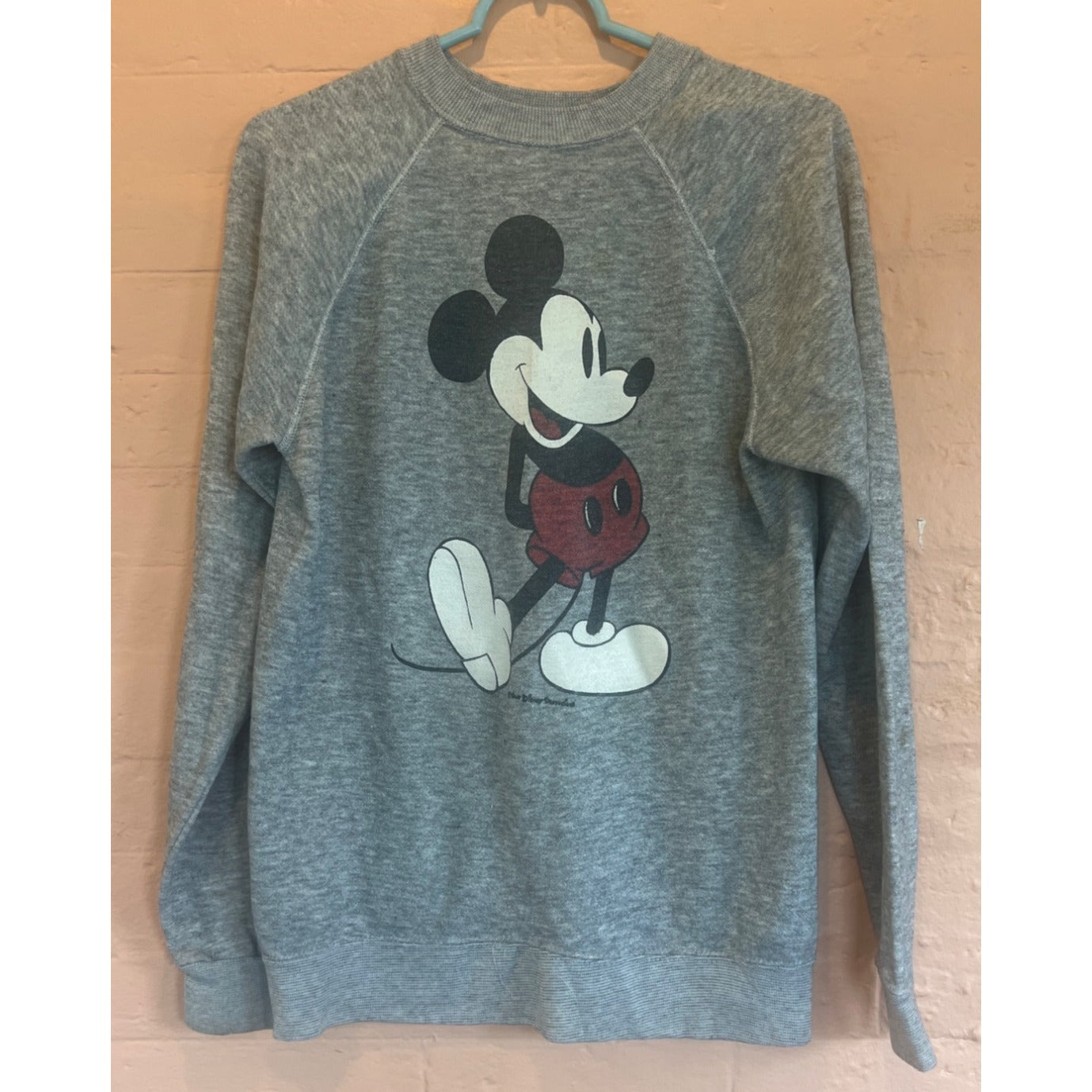 Vintage Mickey Mouse Sweatshirt 1970s Gray Large USA Disney