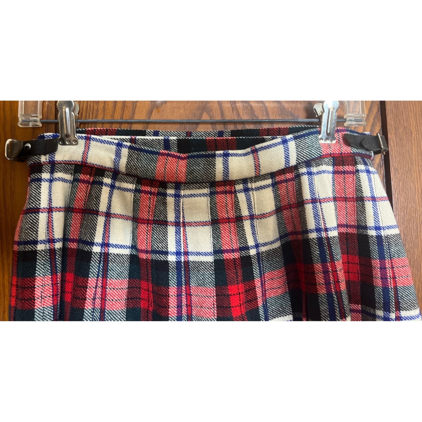Vintage Plaid Wool Skirt Tartan Scotland Kilt Pin Pleated 10 40 Clan Laird