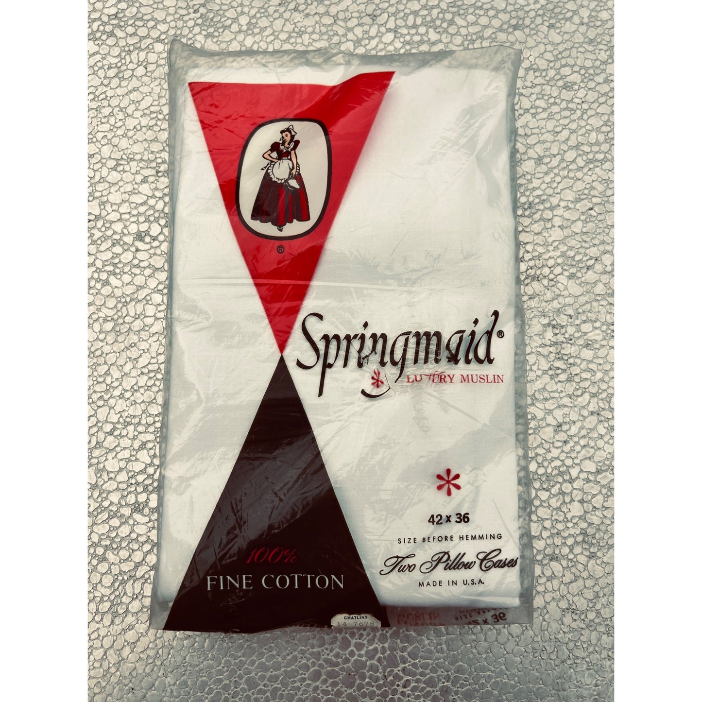 Vintage Springmaid Pillowcases 100% Cotton White Luxury Muslin NEW OLD Stock