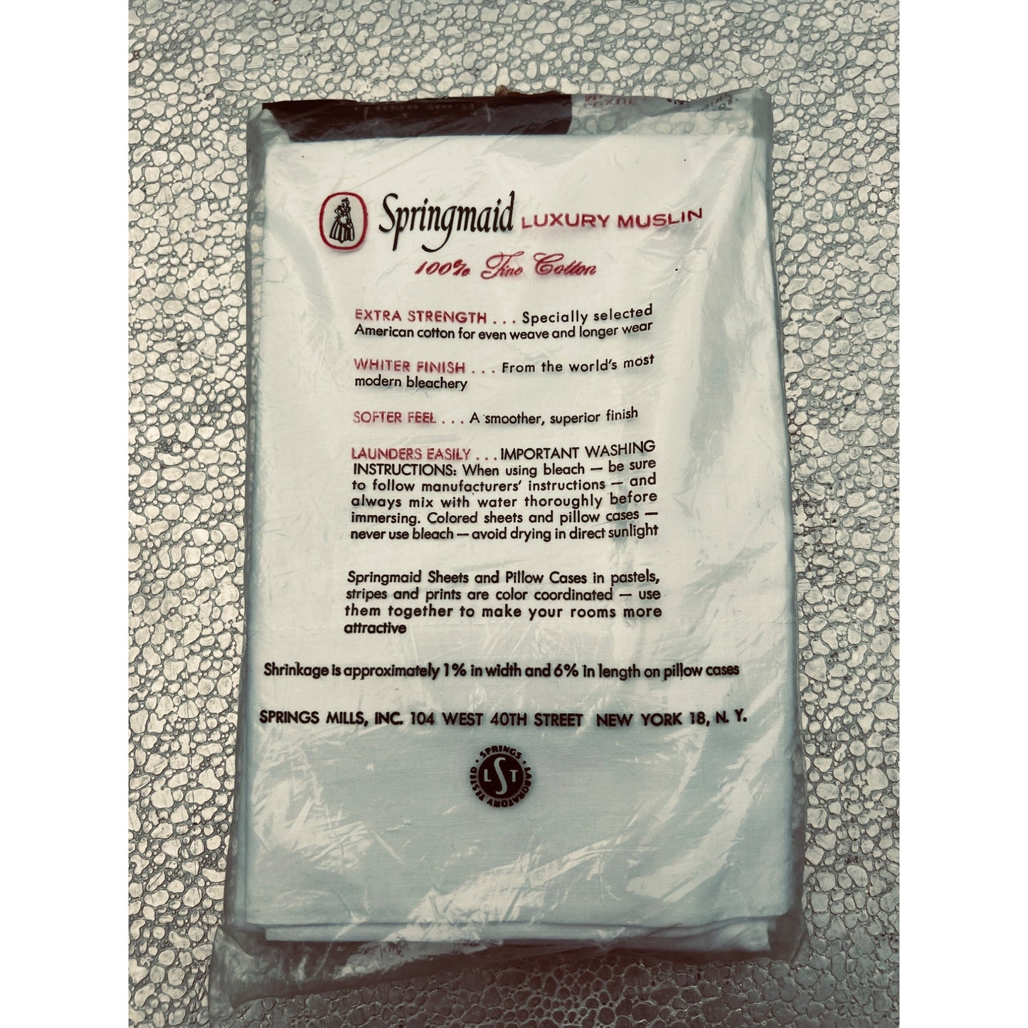 Vintage Springmaid Pillowcases 100% Cotton White Luxury Muslin NEW OLD Stock
