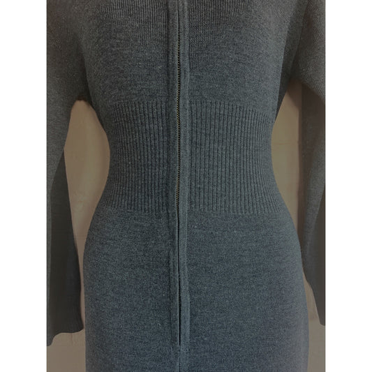 Vintage Carole Little Long Maxi Knit Sweater Dress Gray Small Zipper