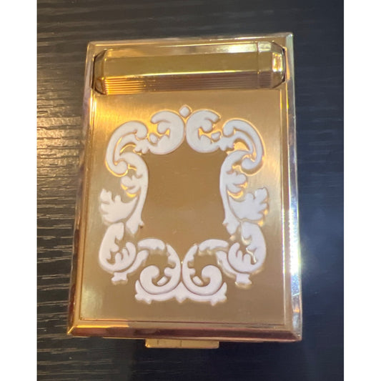 Vintage Richard Hudnut Gold Compact Mirror & Lipstick Powder Puff Cover