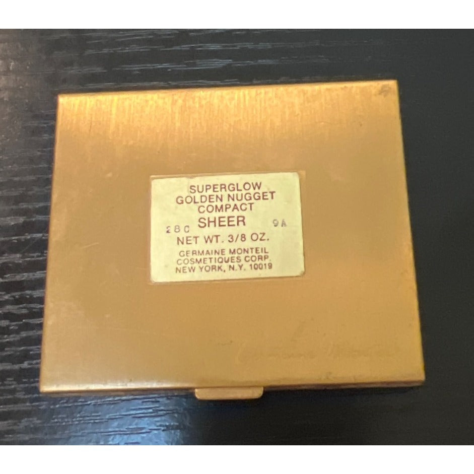 Vintage Germaine Monteil Gold Nugget Compact Pressed Powder Superglow Sheer