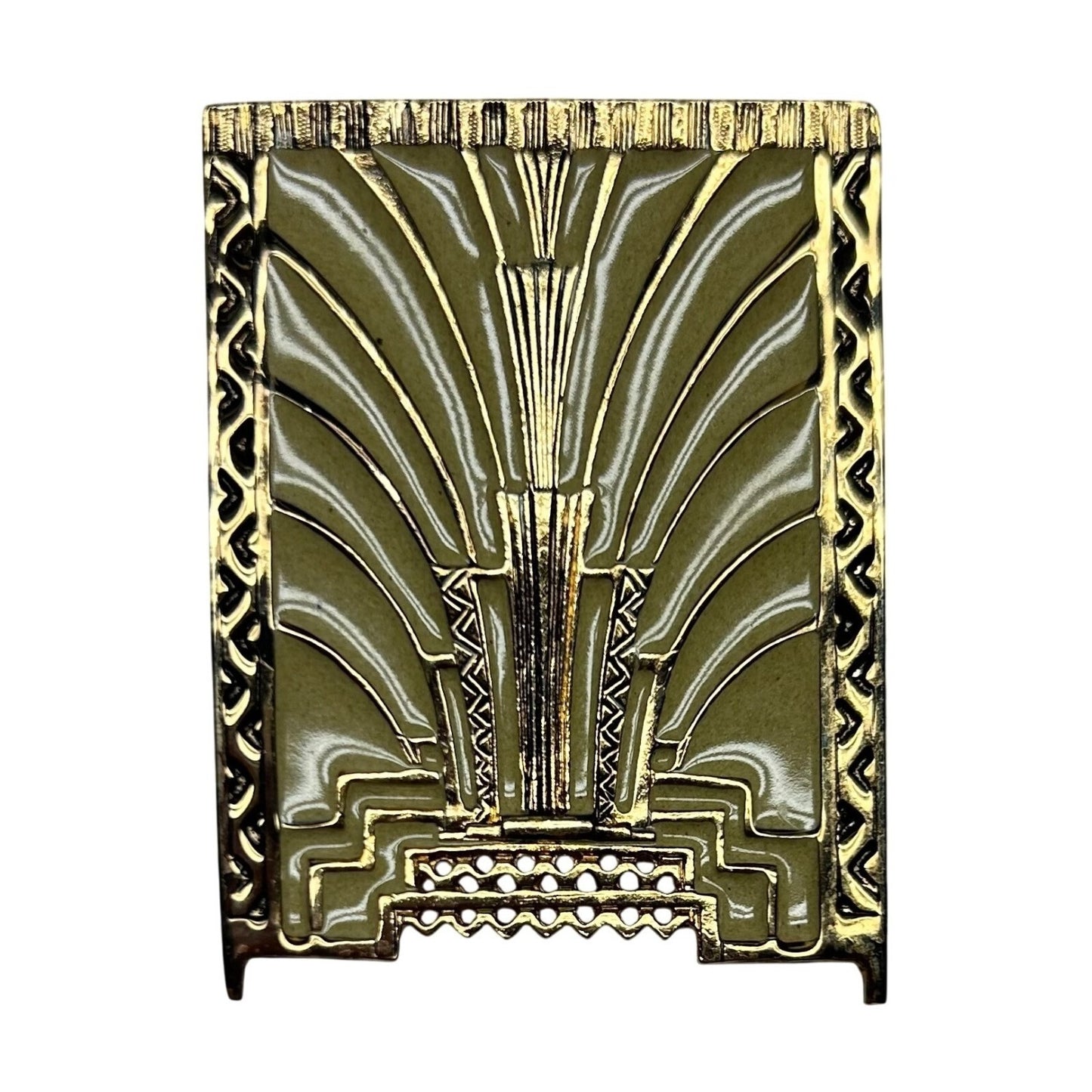Vintage Art Deco 89 Pin Brooch B117 Radiator Cover Gold Enamel Rare