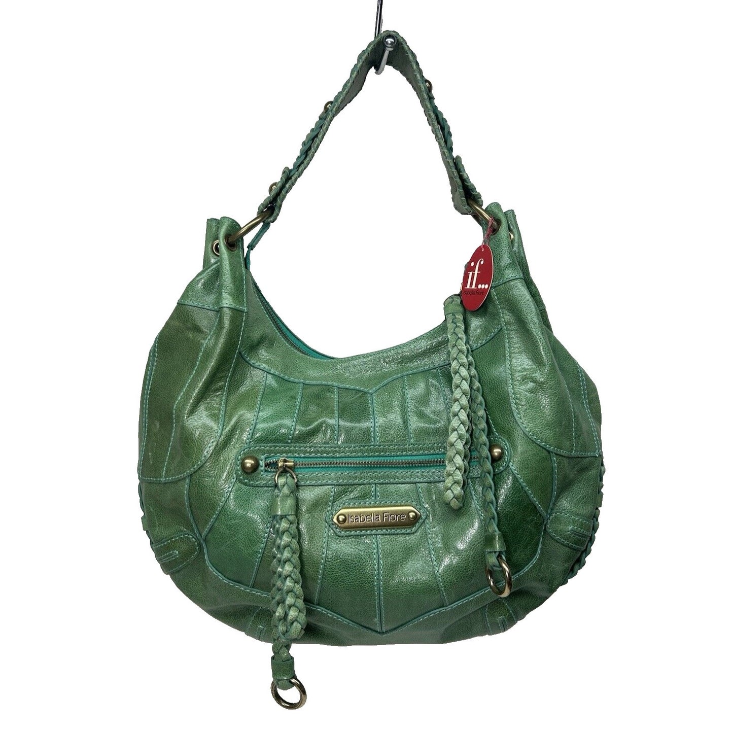 Vintage Isabella Fiore Summer of Love Angel Bag Green Large Hobo Purse NWT
