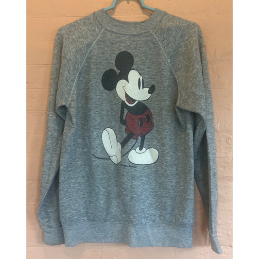 Vintage Mickey Mouse Sweatshirt 1970s Gray Large USA Disney