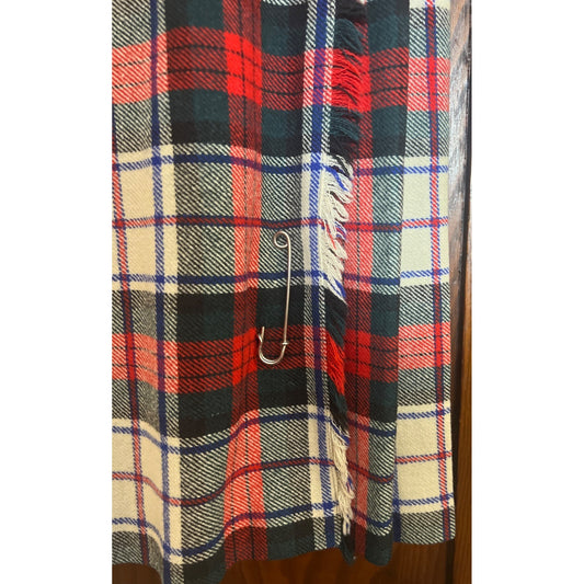 Vintage Plaid Wool Skirt Tartan Scotland Kilt Pin Pleated 10 40 Clan Laird