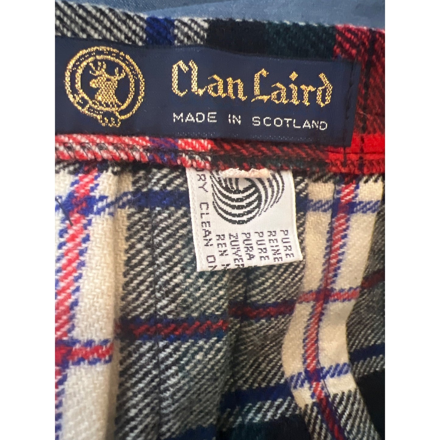 Vintage Plaid Wool Skirt Tartan Scotland Kilt Pin Pleated 10 40 Clan Laird