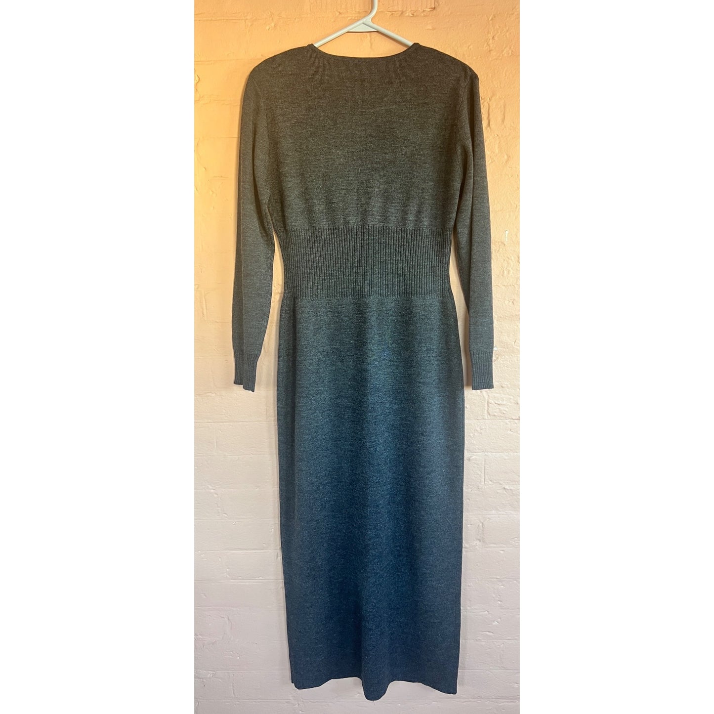 Vintage Carole Little Long Maxi Knit Sweater Dress Gray Small Zipper