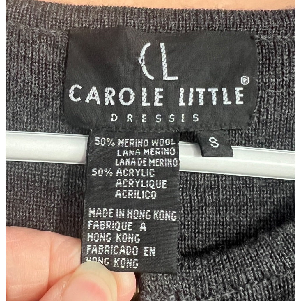 Vintage Carole Little Long Maxi Knit Sweater Dress Gray Small Zipper